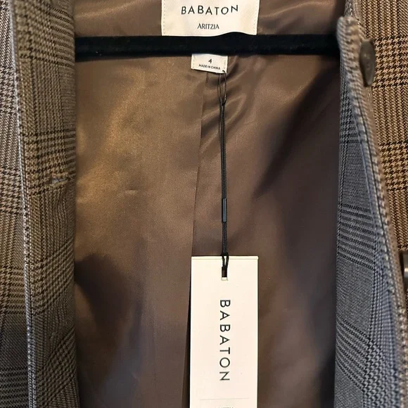Babaton (Aritzia) Morningside Brown Checkered Blazer - Picture 3 of 4